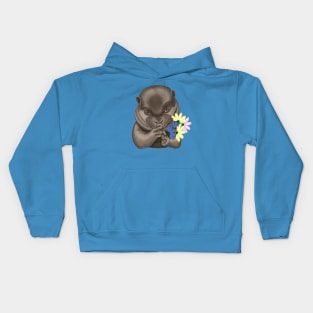 Otter with flowers. Otter lover Kids Hoodie